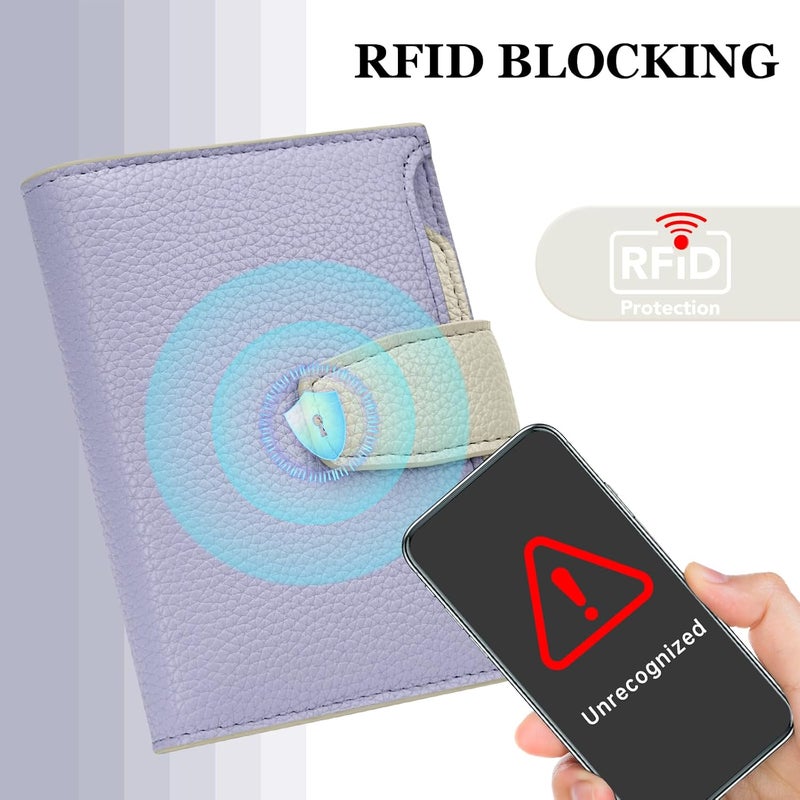 Airkit Small Wallet Women RFID Blocking Soft Leather Bifold Compact Card Holder Wallet for Women with Zipper Coin Pocket 4 ID Window - Image 5
